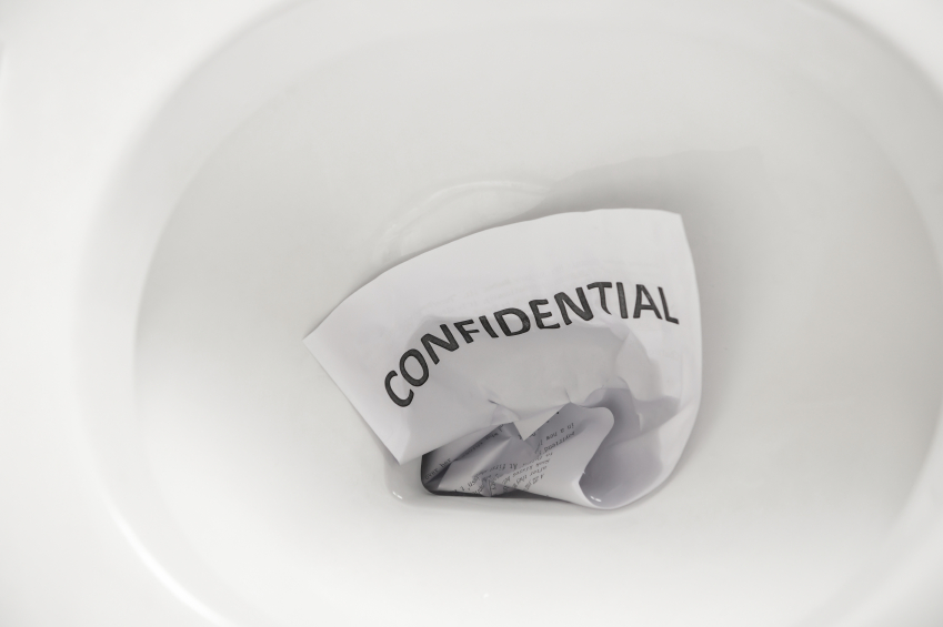 confidential document flush away